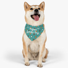 Load image into Gallery viewer, Happy Gotcha Day Teal Paw Hearts Dog Bandana