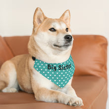 Load image into Gallery viewer, Big Sister Teal Hearts Dog Bandana