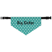 Load image into Gallery viewer, Big Sister Teal Hearts Dog Bandana