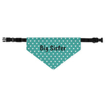 Load image into Gallery viewer, Big Sister Teal Hearts Dog Bandana