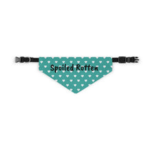 Load image into Gallery viewer, Spoiled Rotten Teal Hearts Dog Bandana
