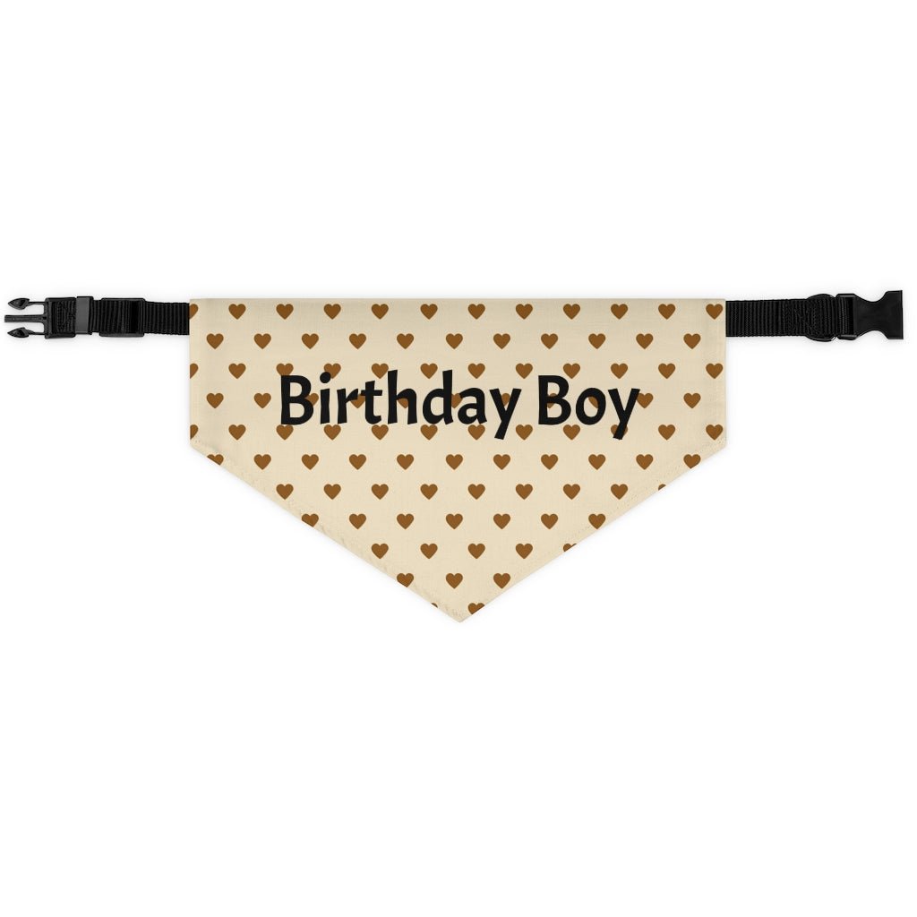 Birthday Boy Cream Hearts Bandana