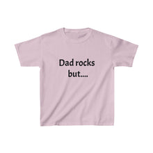 Load image into Gallery viewer, Dad Rocks But Mom Rules Double Sided Kids Tee
