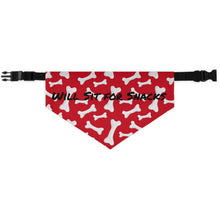 Load image into Gallery viewer, Will Sit for Snacks Red Bones Dog Bandana
