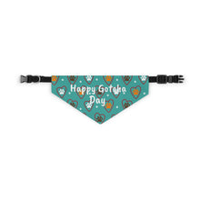 Load image into Gallery viewer, Happy Gotcha Day Teal Paw Hearts Dog Bandana
