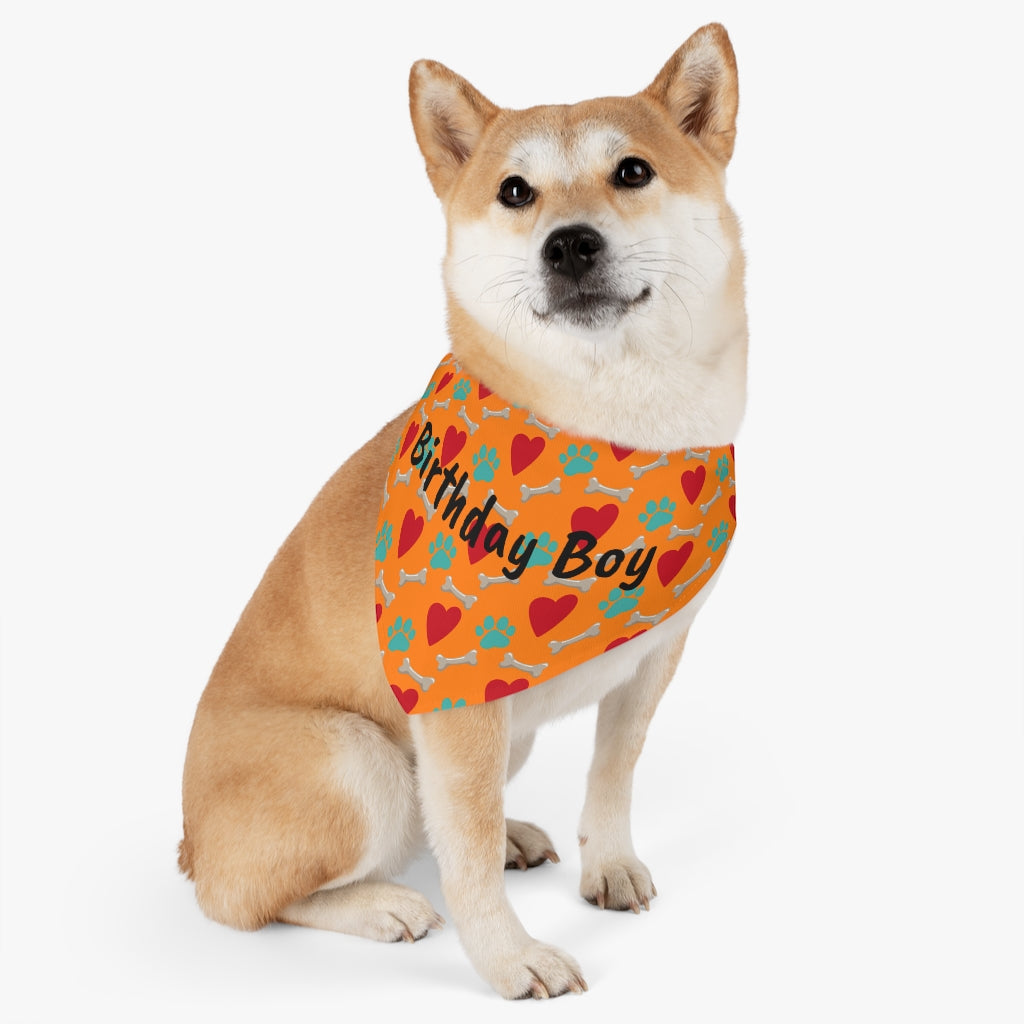 Birthday Boy Bones and Hearts Dog Bandana