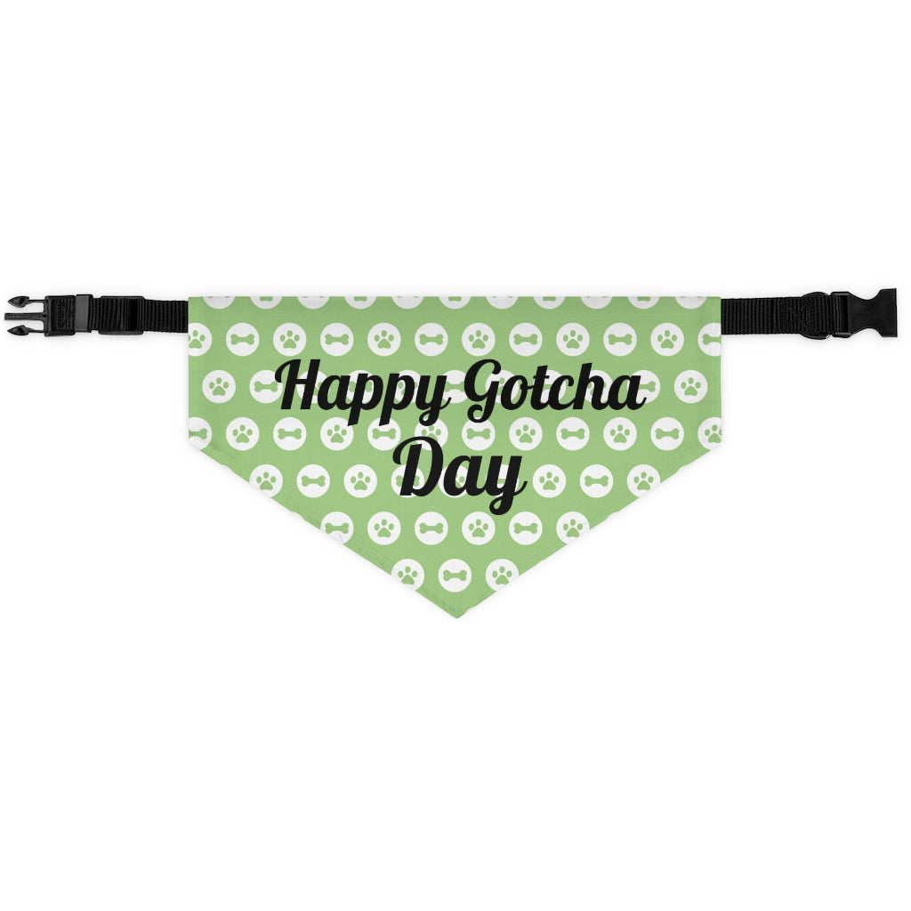 Happy Gotcha Day Green Paws Bandana